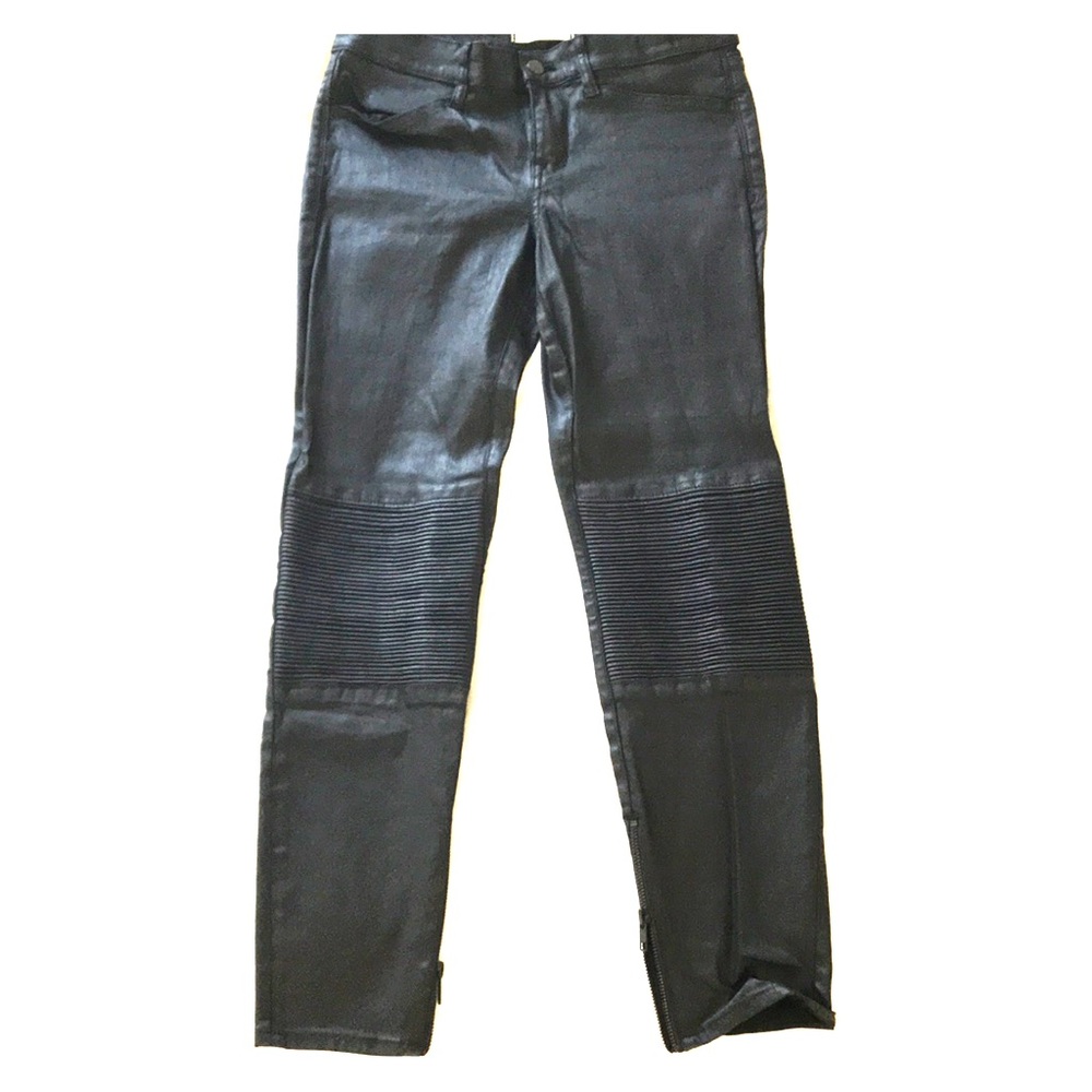 Madewell wax coated black motorcycle jeans